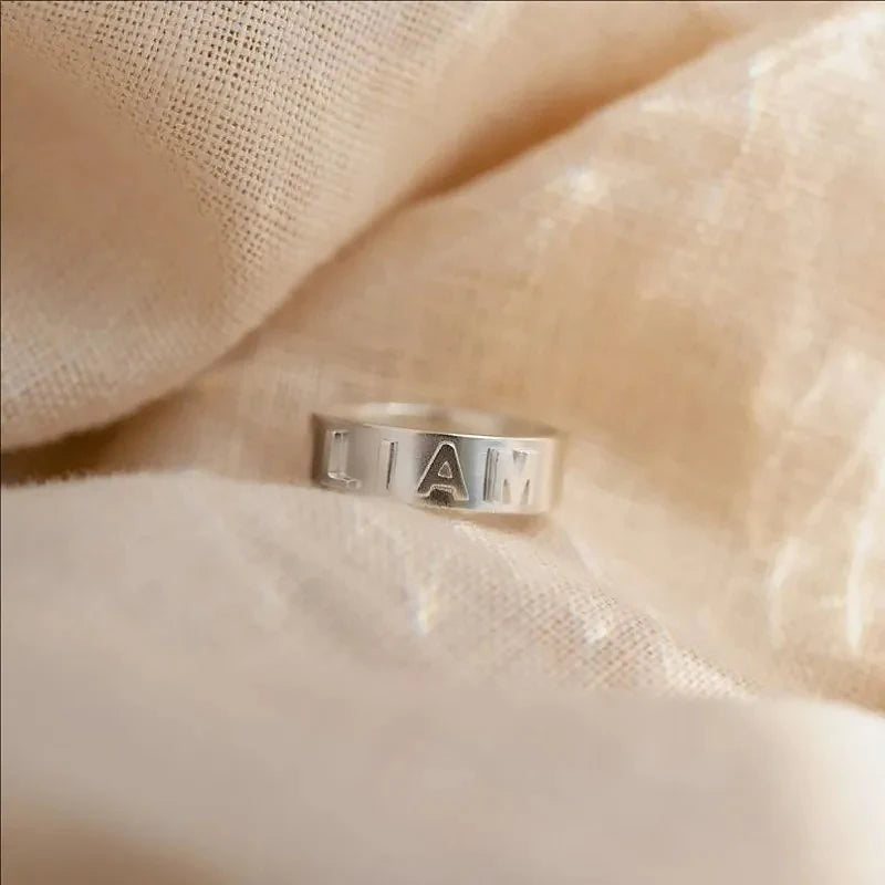 Personalized Name Ring for Men Women Initial Custom Couple