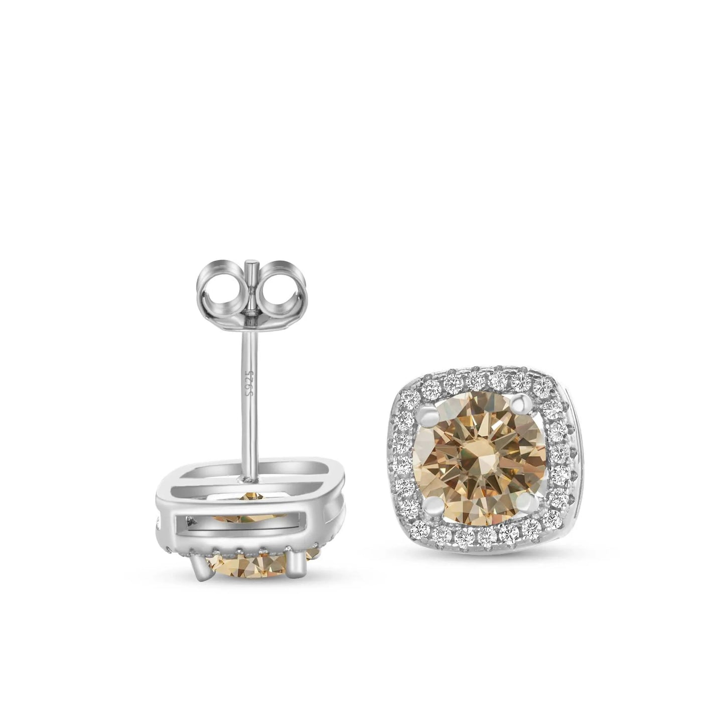 2 carat D Color 6.5mm Moissanite Stub Earrings S925 Sterling Silver Plate PT950