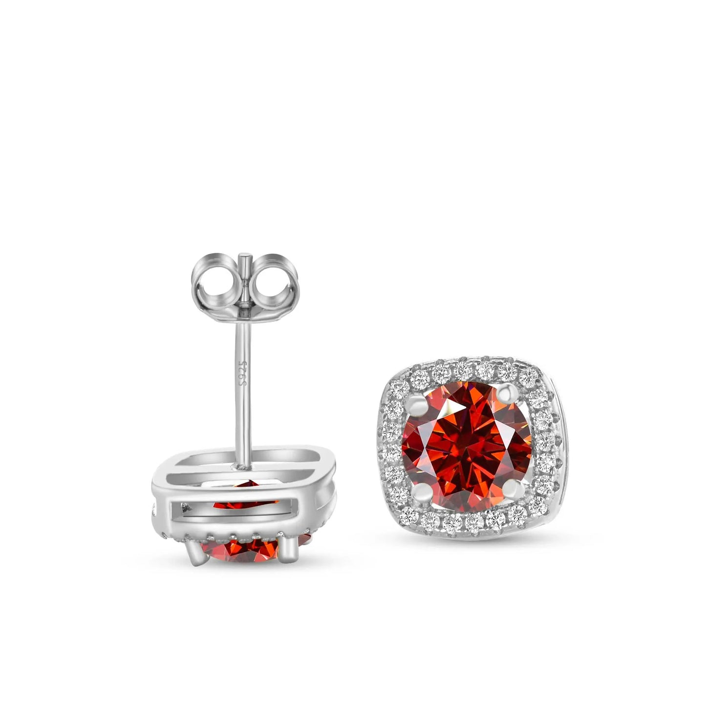 2 carat D Color 6.5mm Moissanite Stub Earrings S925 Sterling Silver Plate PT950