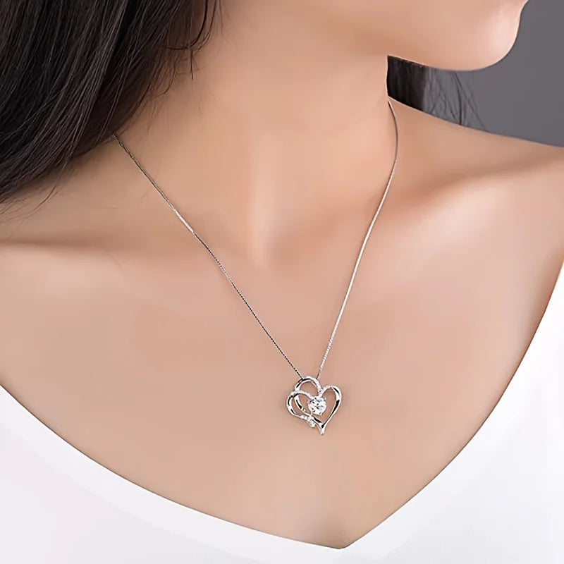 Elegant Heart Zircon Necklace with Luxury Rose Gift Box