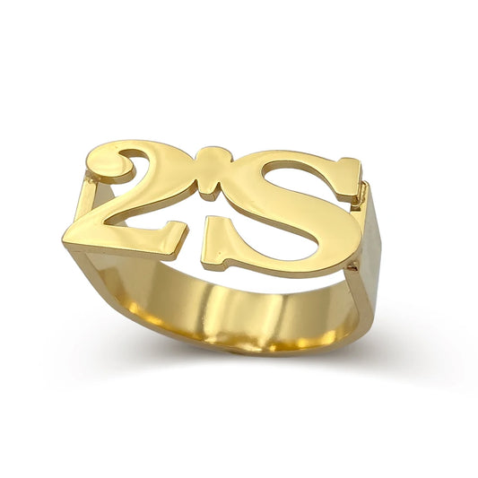 Custom 2 Letter Initial Unisex Ring Uniqueura Gold Jewellery