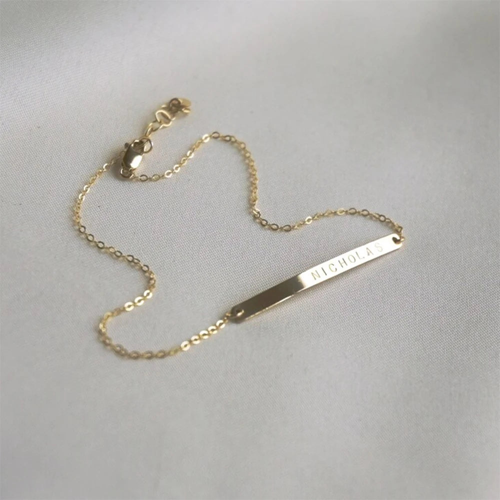 Personalized Engraved Name Anklet Custom Text Stainless