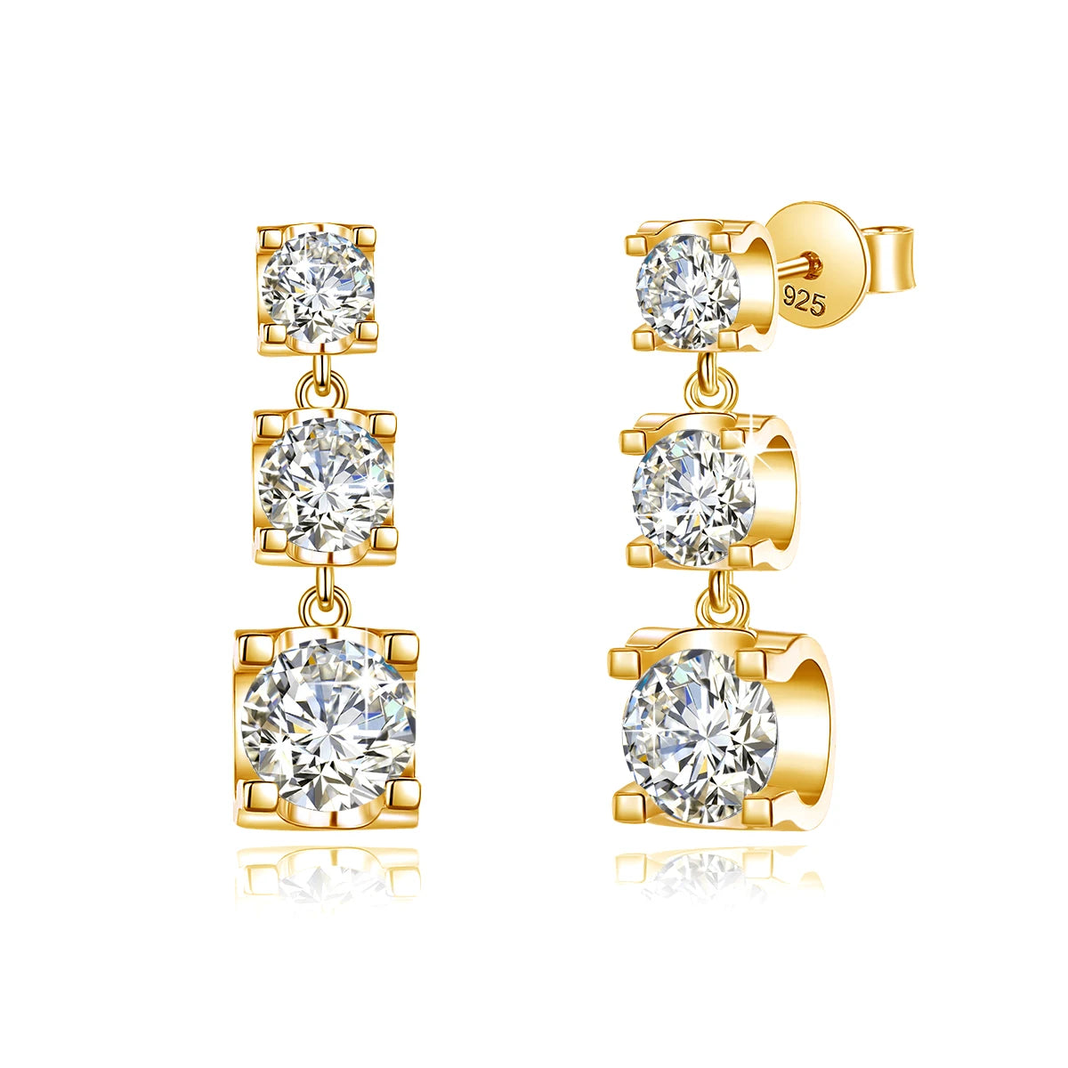 Full Moissanite Drop Earrings Gold Women D Color VVS1 Trending