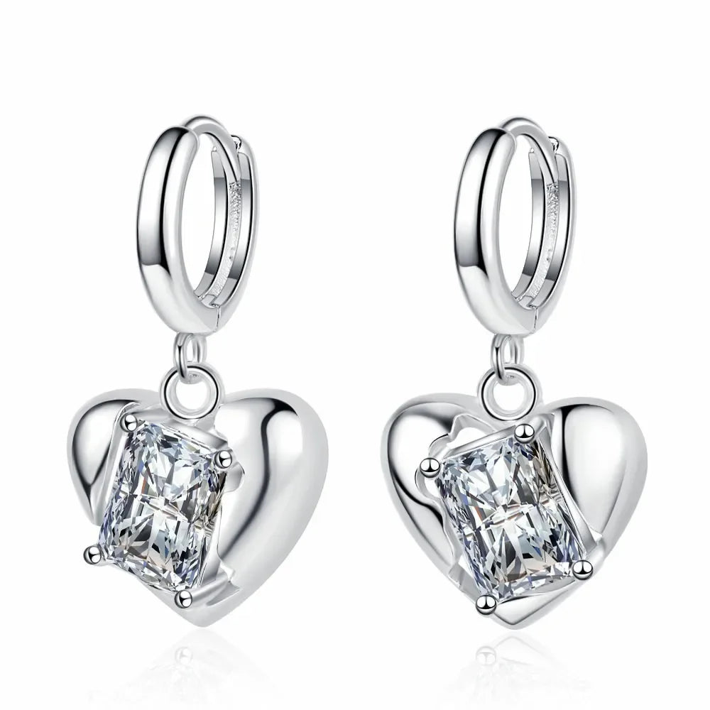 S925 Sterling Silver Love Earrings Elegant Sparkle for Girls