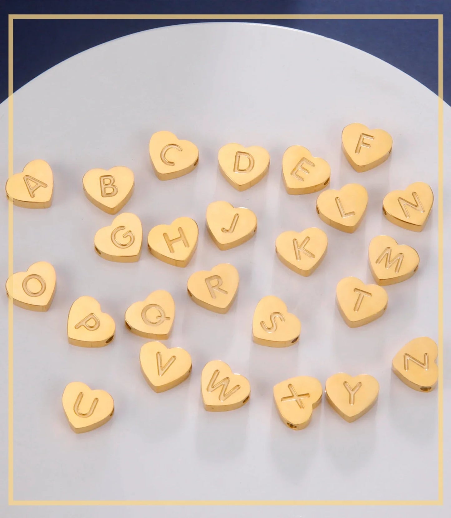 Initial Letter Heart Charm Stainless Steel Gold Color