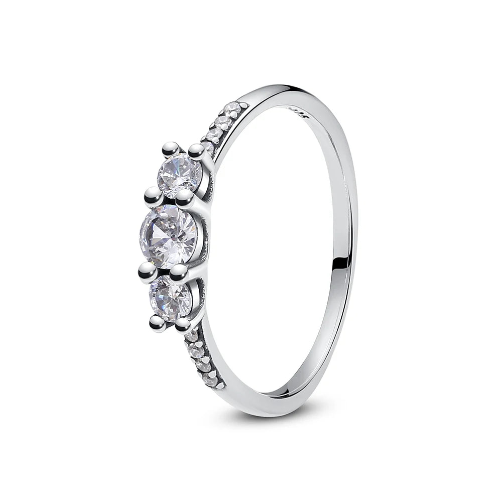 925 Sterling Silver Crown Crystal Ring in Rose Gold