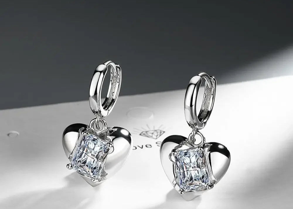 S925 Sterling Silver Love Earrings Elegant Sparkle for Girls