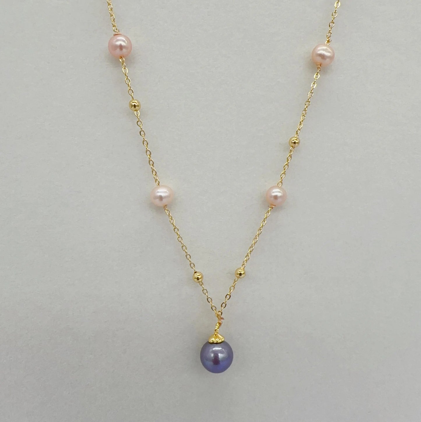 Pearl Necklace 18K Gold Plated Big Round Pearl Pendant Jewelry