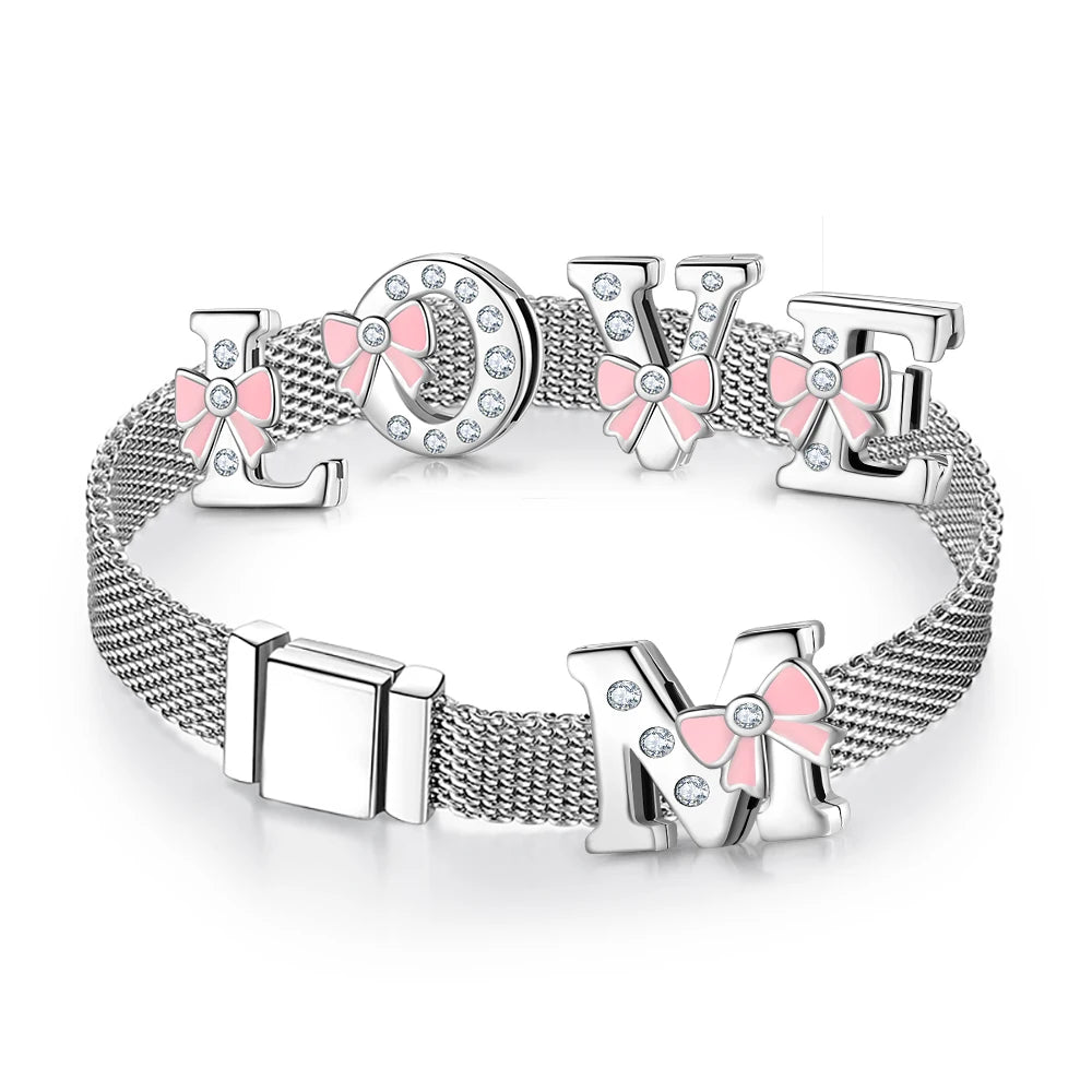 Top quality 925 Sterling Silver Letter A to Z Zircon clips Beads