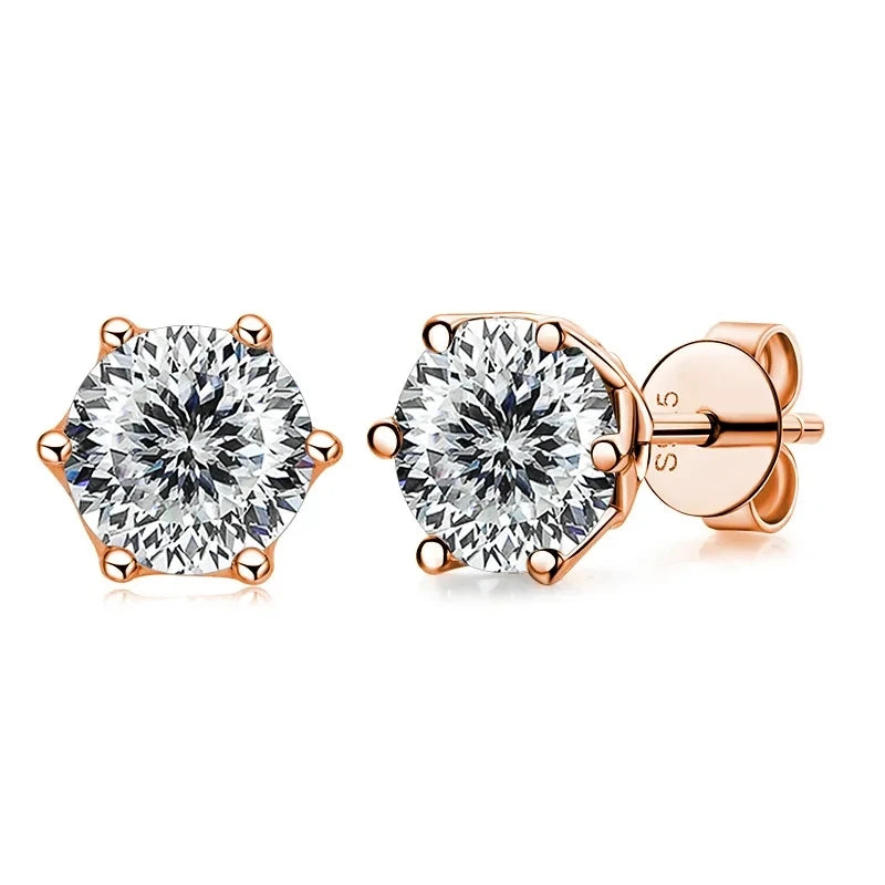 GRA Certified Moissanite S925 Stud Earrings 0.5ct–1ct D Color
