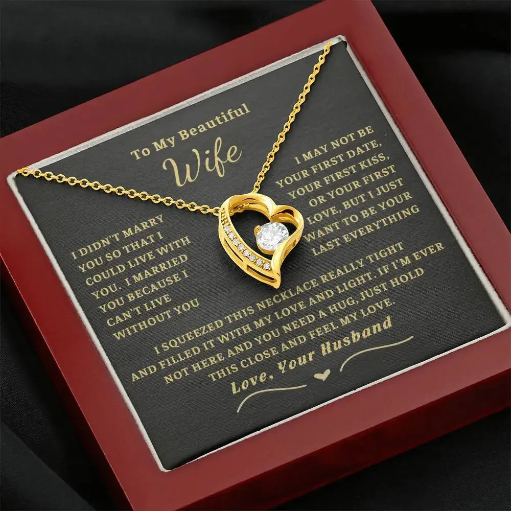 To My Wife Soulmate Gift – Love Heart Pendant Stainless Steel Necklace