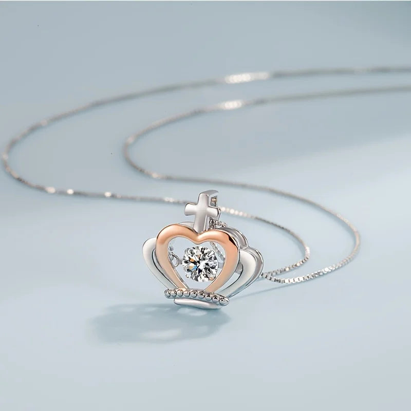 Trendy Crown Zircon Pendant Necklace – A Royal Gift for Your Wife