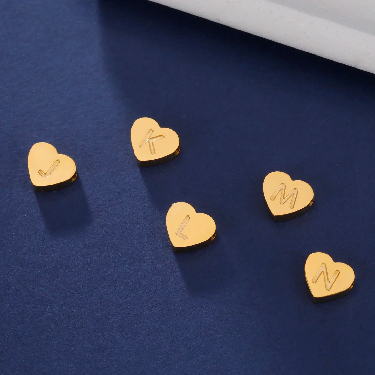 Initial Letter Heart Charm Stainless Steel Gold Color