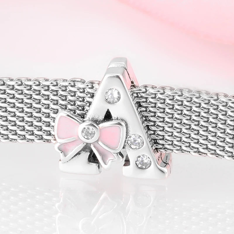 Top quality 925 Sterling Silver Letter A to Z Zircon clips Beads