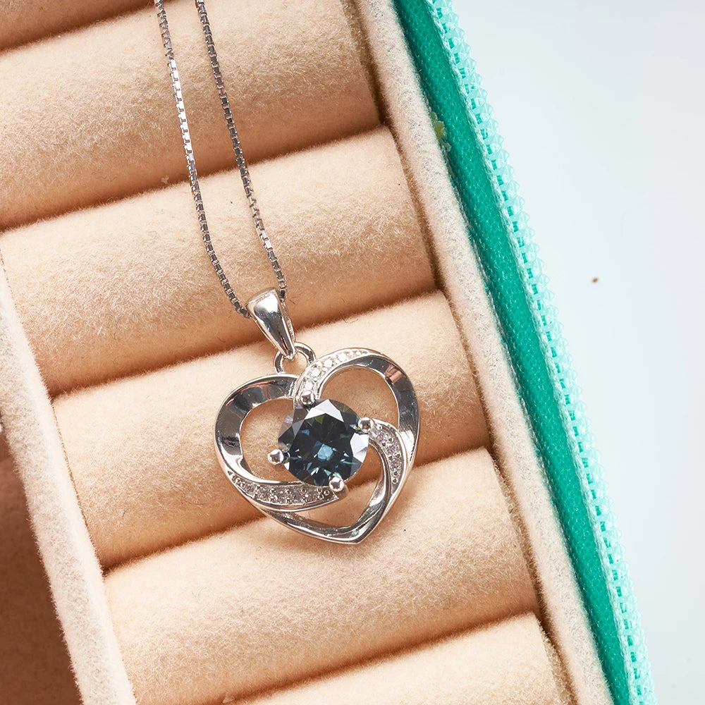 1 Carat Moissanite Pendant Necklace Silver Gold Color S925 Silver Jewelry
