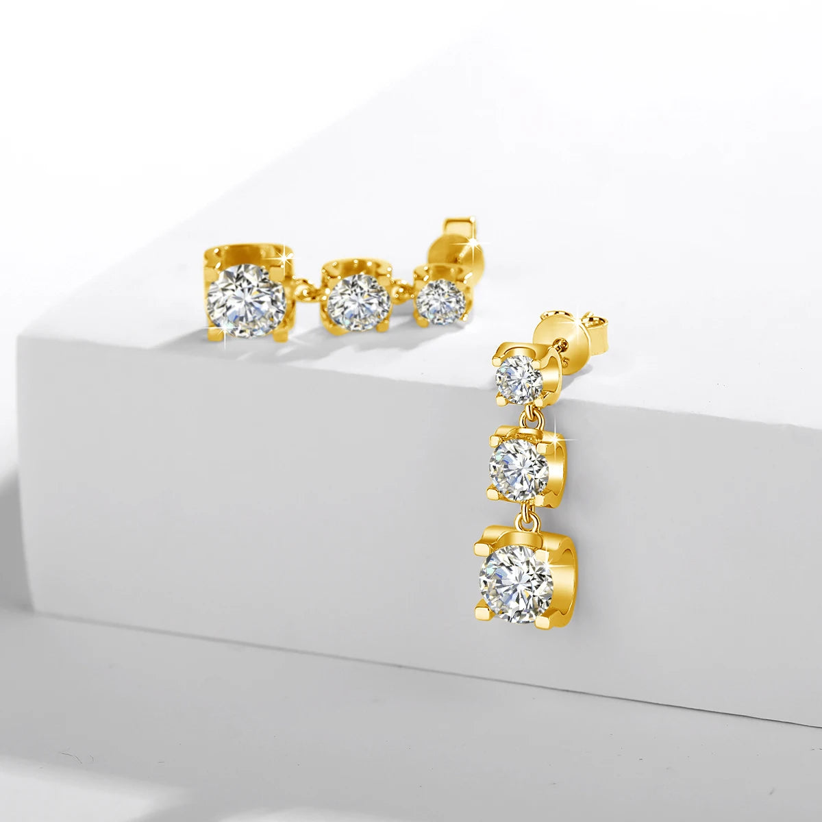 Full Moissanite Drop Earrings Gold Women D Color VVS1 Trending