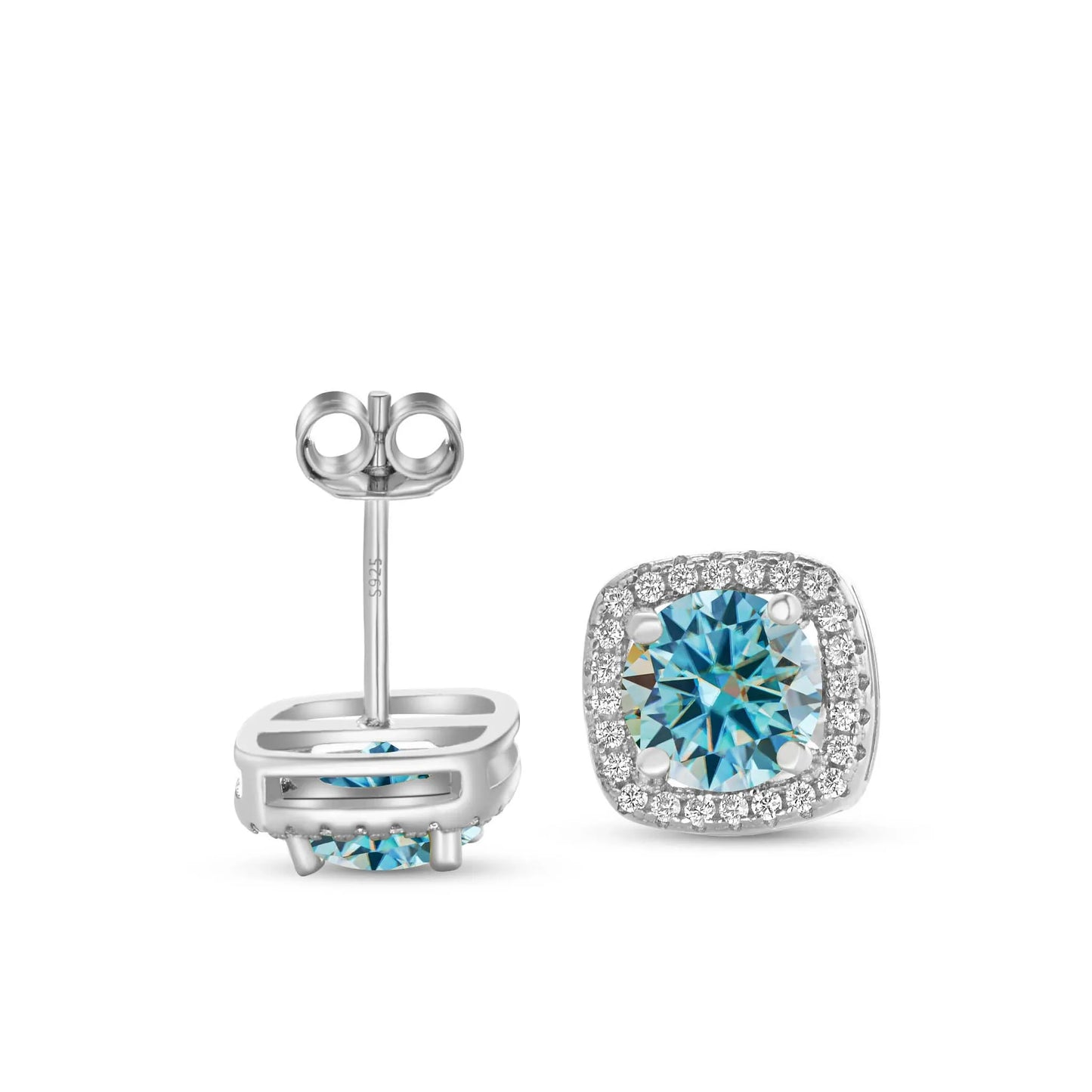 2 carat D Color 6.5mm Moissanite Stub Earrings S925 Sterling Silver Plate PT950