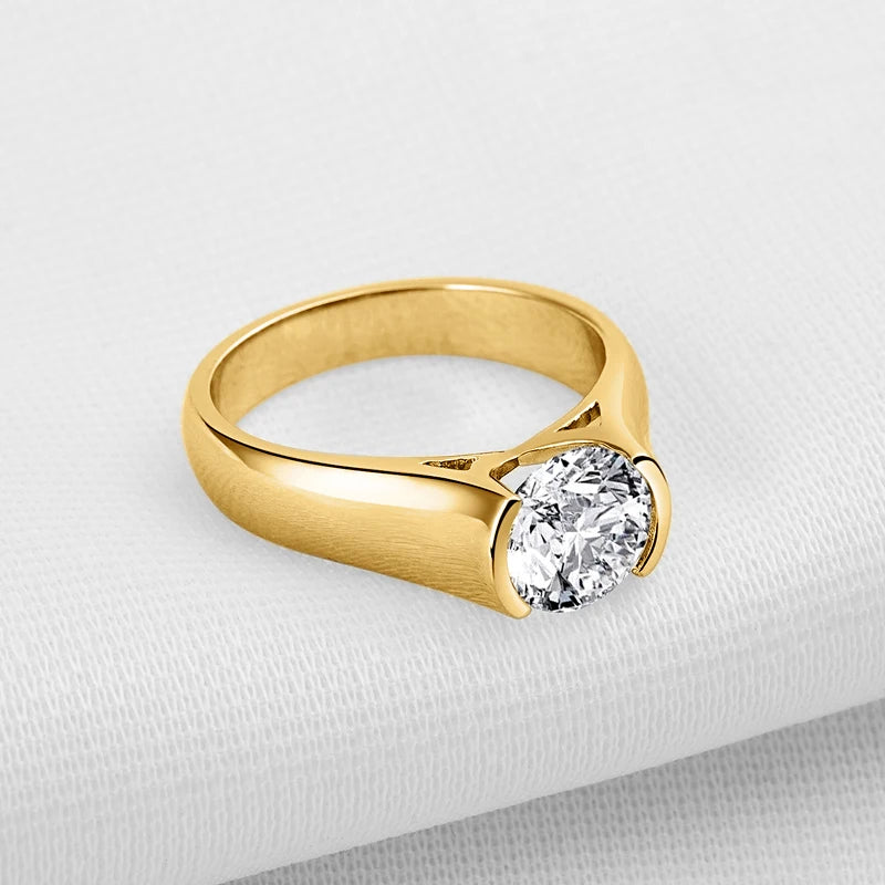 18K Gold Plated Moissanite Engagement Ring – 2.0 Carat D Color VVS1 for Women Men