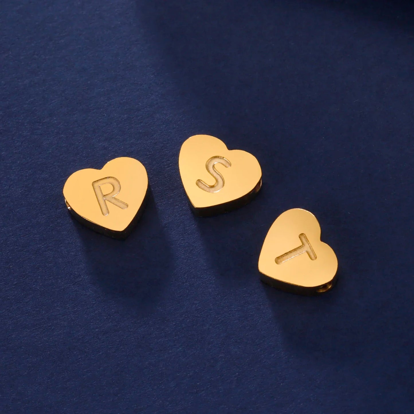 Initial Letter Heart Charm Stainless Steel Gold Color