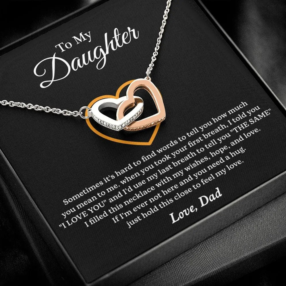 To My Daughter Interlock Heart Necklace – Gift from Dad