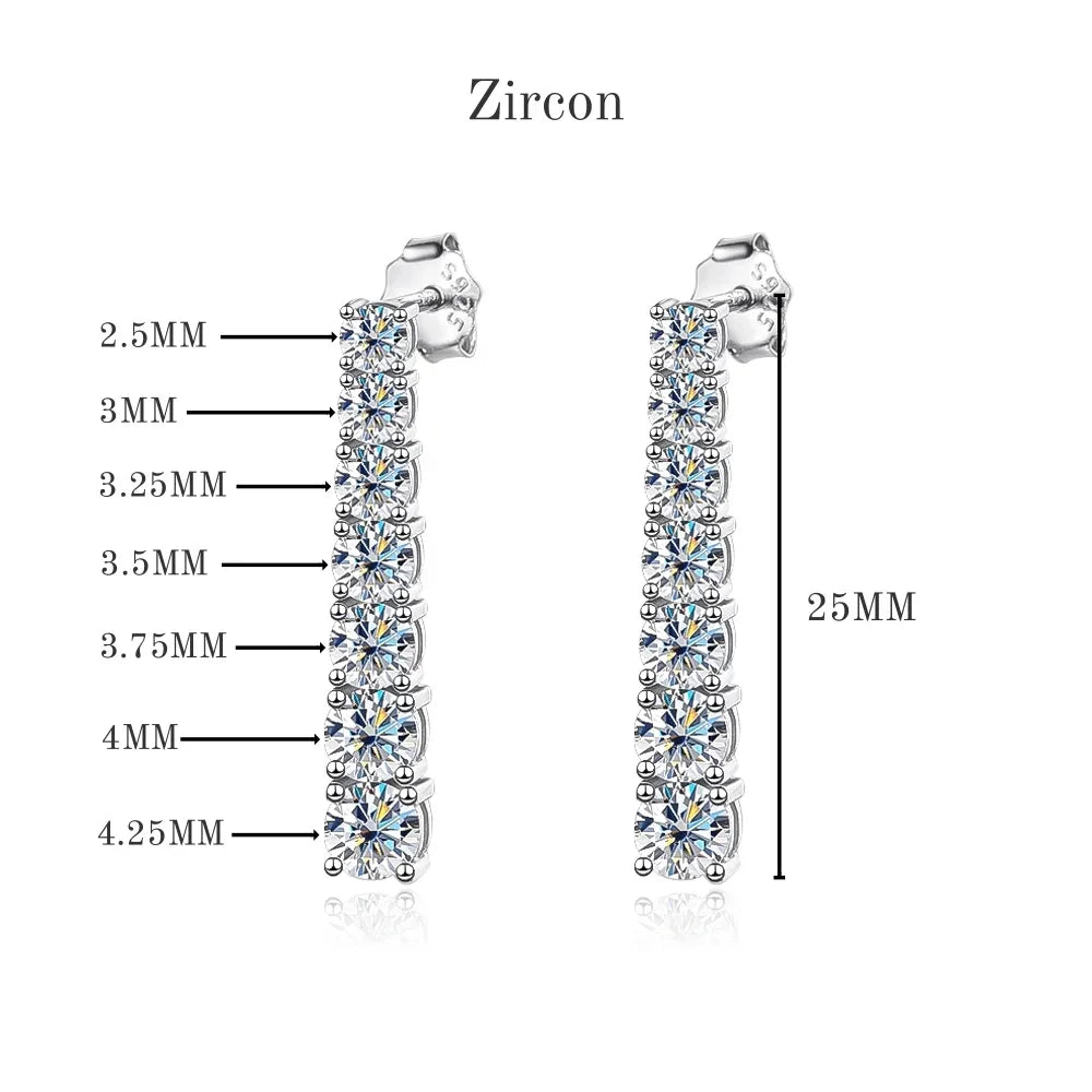 Light Luxury 925 Sterling Silver 2.82CT Moissanite Stone Earrings Long Tassel