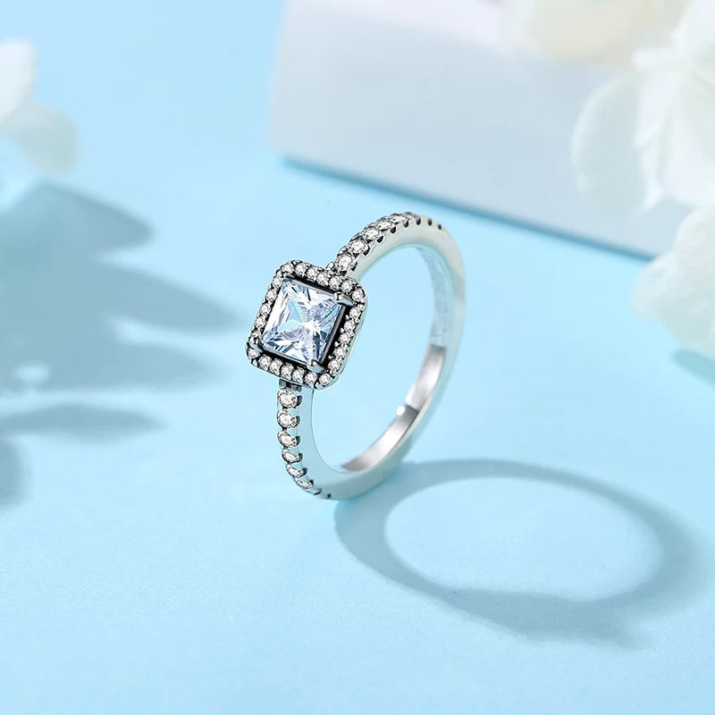 925 Sterling Silver Crown Crystal Ring in Rose Gold