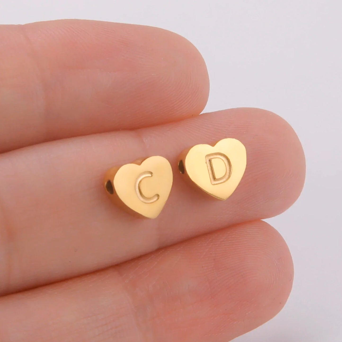 Initial Letter Heart Charm Stainless Steel Gold Color