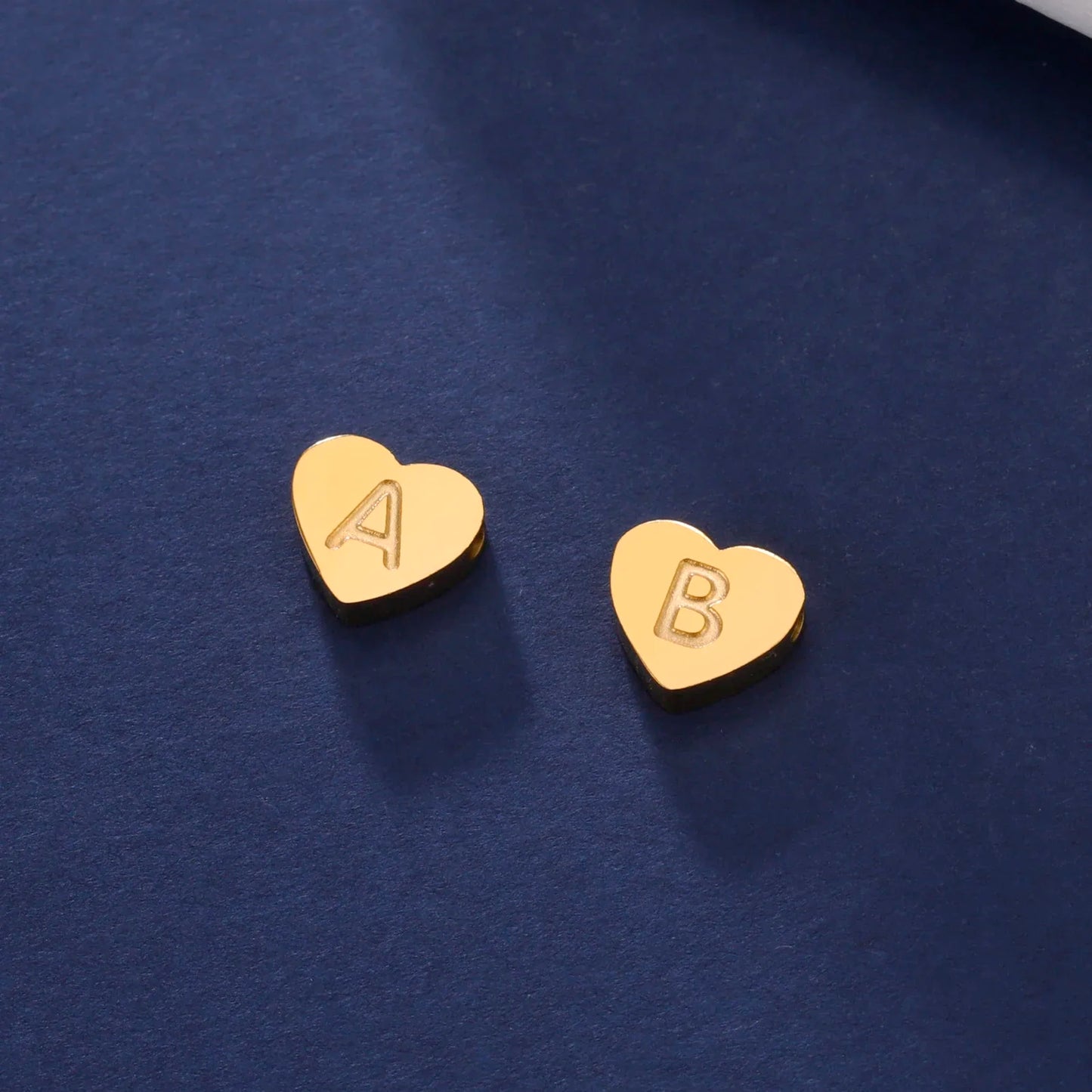 Initial Letter Heart Charm Stainless Steel Gold Color