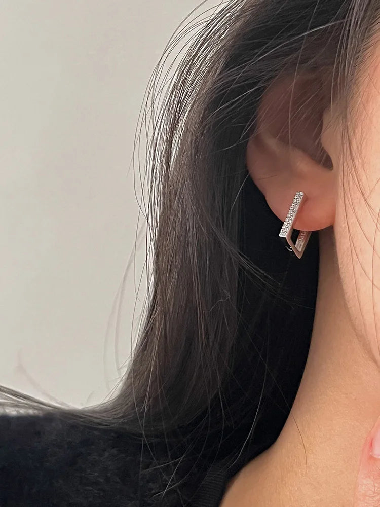 925 Sterling Silver Geometric Zircon Earrings for Women