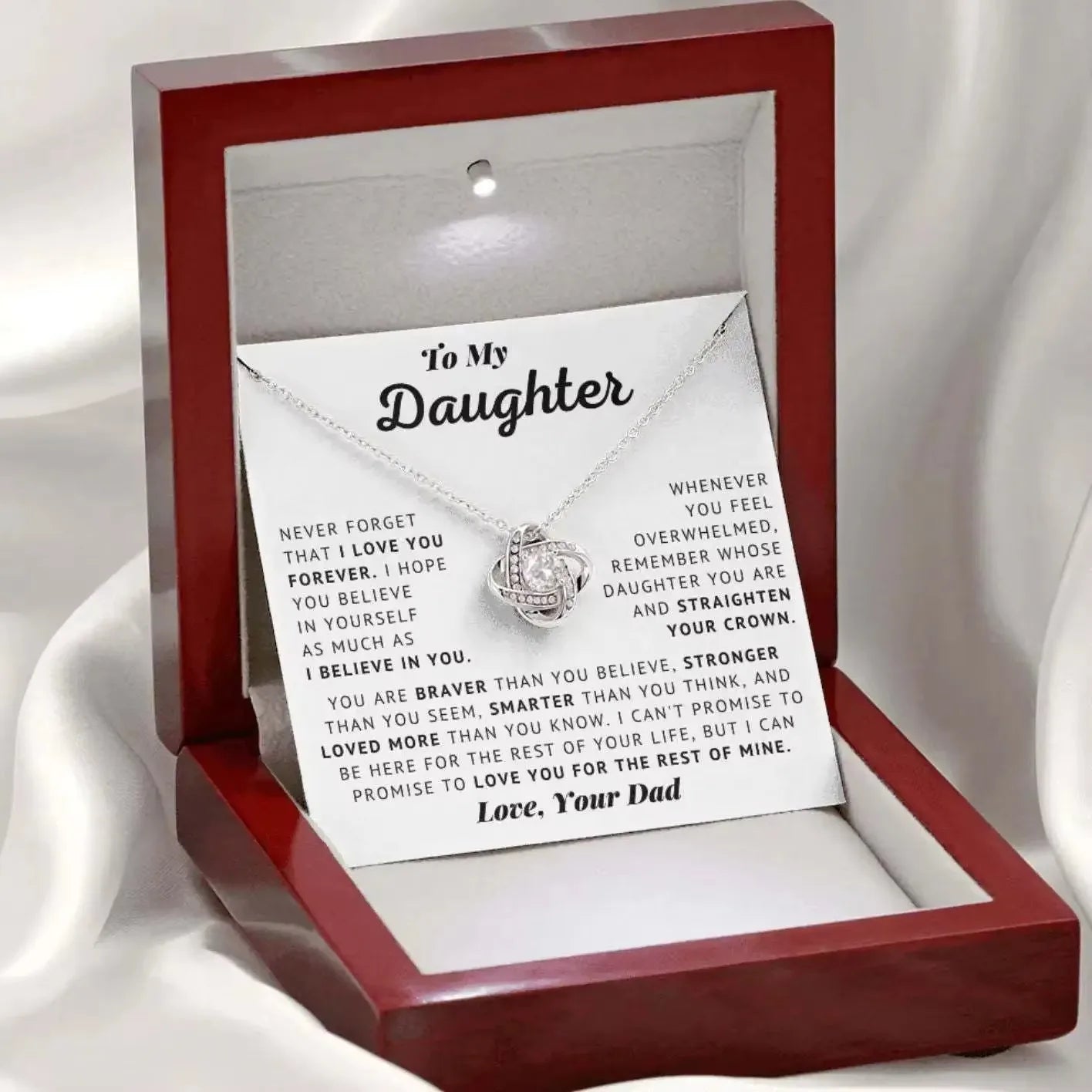 To My Daughter – Heart Knot Pendant Gift from Dad