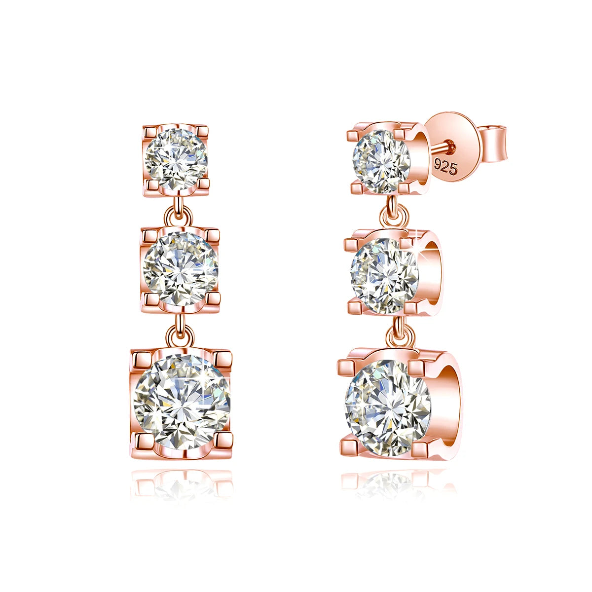 Full Moissanite Drop Earrings Gold Women D Color VVS1 Trending