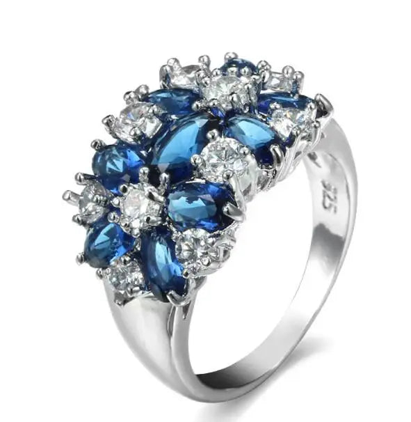925 Sterling Silver Cubic Zirconia Crystal Ring for Women Jewelry Gifts