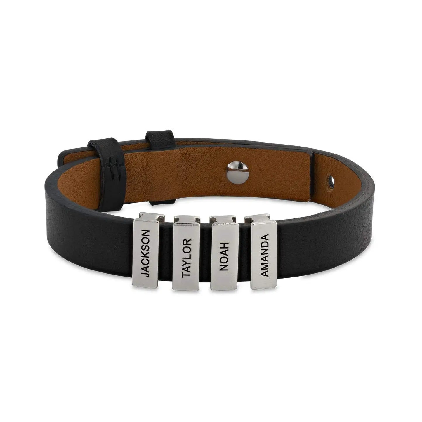 Custom Names Men Bracelet Adjustable Stainless Steel Beaded Bracelet