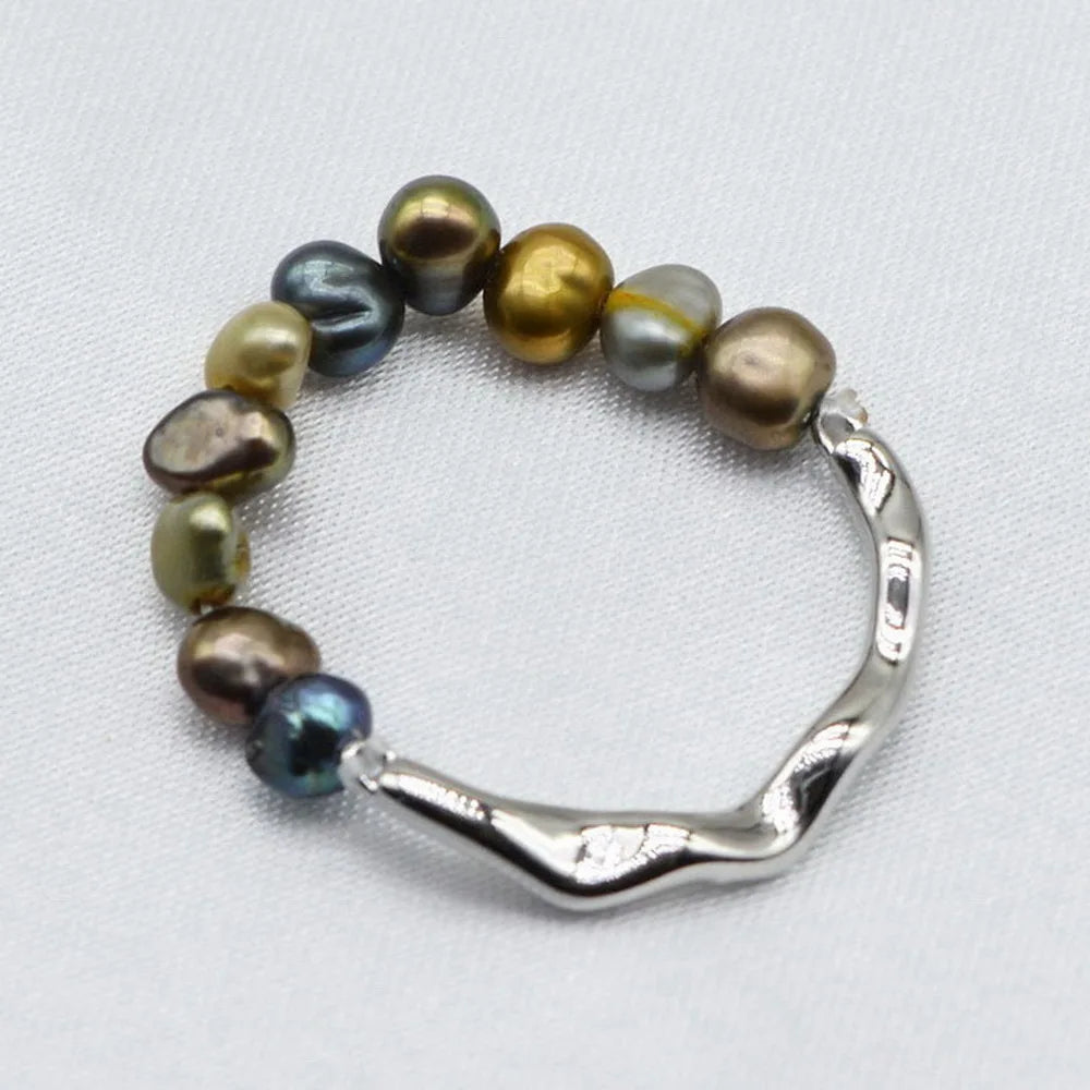 Colorful Small Baroque Pearl Ring – Irregular Freshwater Pearl Jewelry