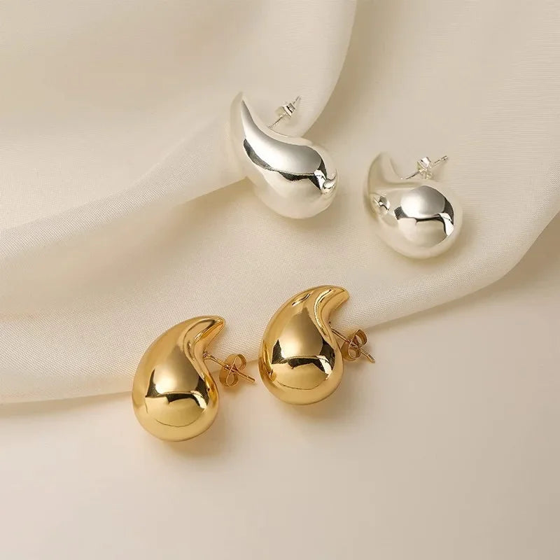 925 Sterling Silver 18K Gold Plated Chunky Teardrop Earrings