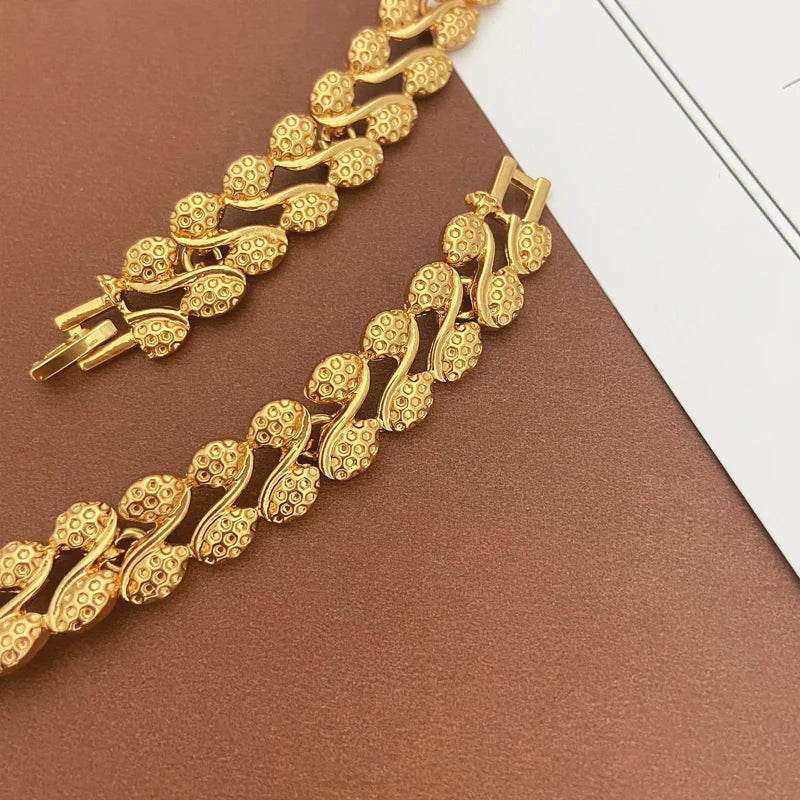 Dubai Gold Jewelry Set – 4pcs Necklace, Earrings, Bracelet, Ring