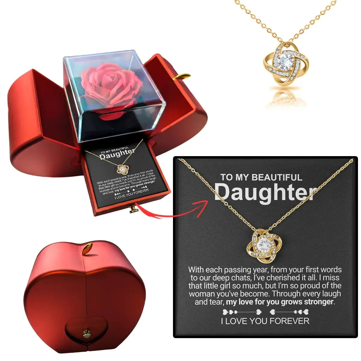 To My Daughter – Heart Knot Pendant Gift from Dad