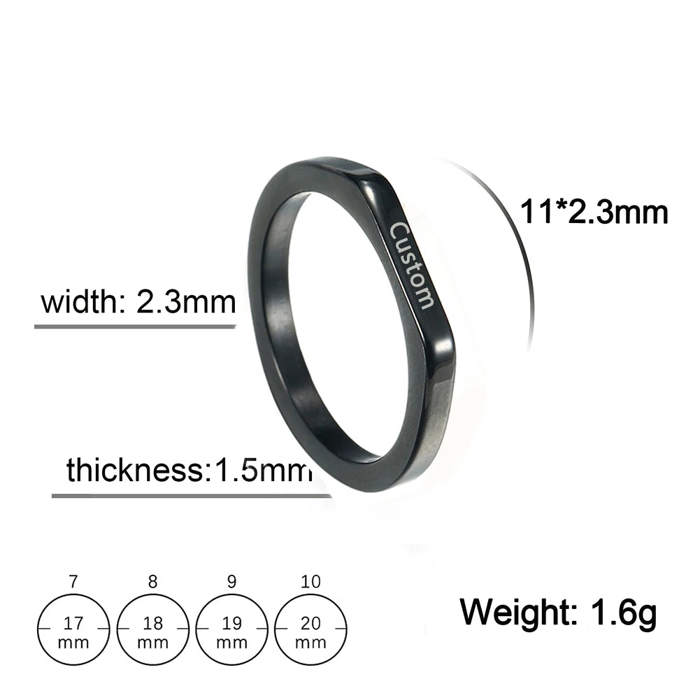 Name Date Customized Rings – Personalized Jewelry for Women Men Stainless Steel