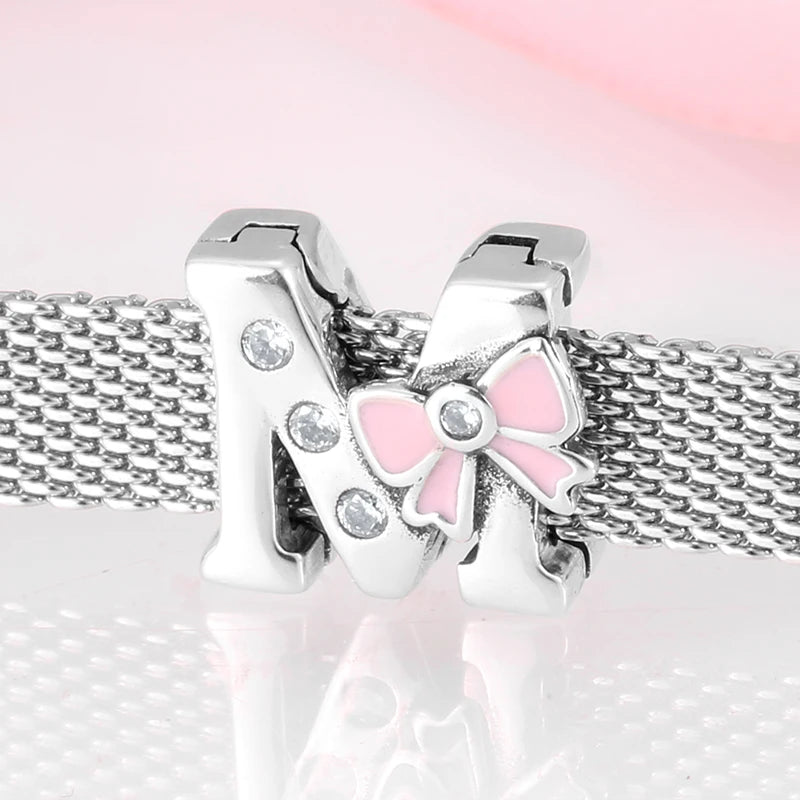 Top quality 925 Sterling Silver Letter A to Z Zircon clips Beads
