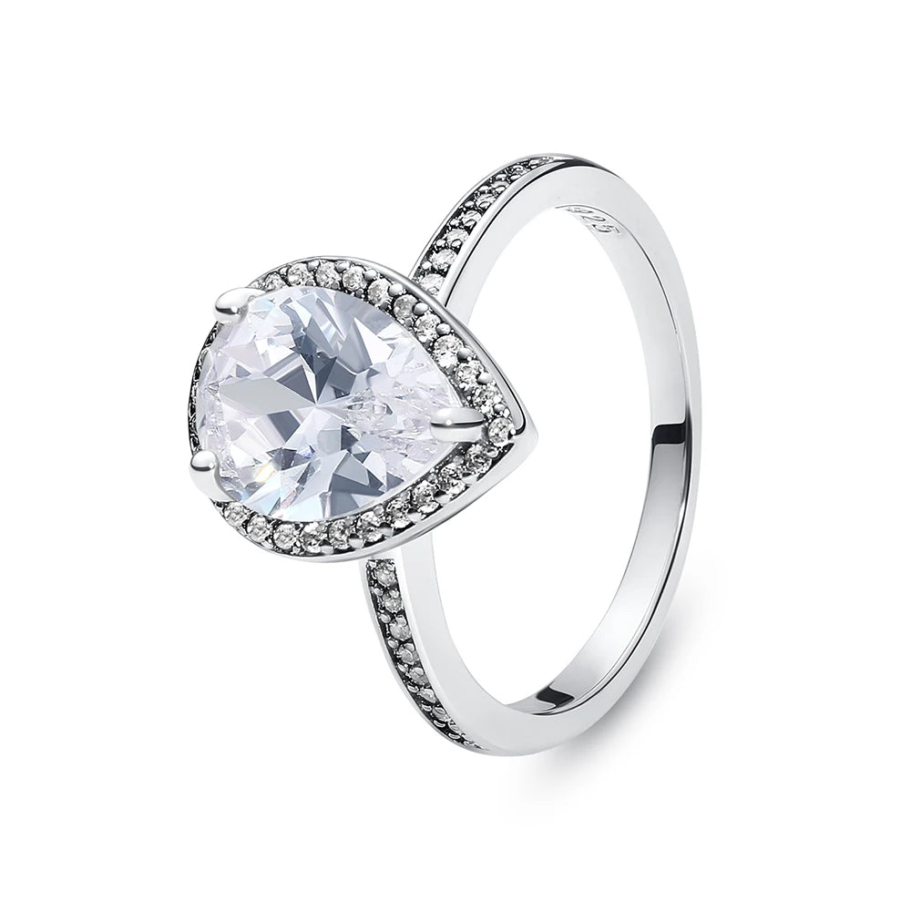 925 Sterling Silver Crown Crystal Ring in Rose Gold