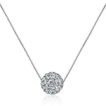 S925 Pure Silver Necklace – Elegant Crystal Ball Chain Design