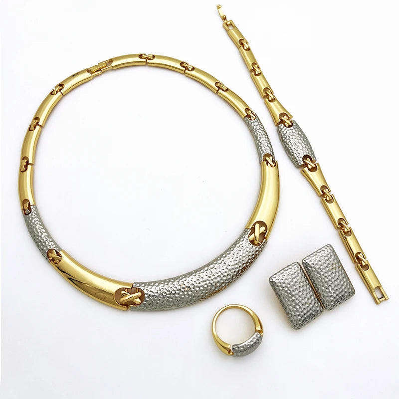 Italian Luxury 4-Piece Jewelry Set – Necklace, Earrings, Ring & Bracelet