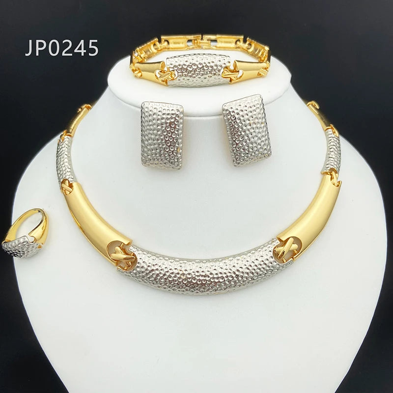 Italian Luxury 4-Piece Jewelry Set – Necklace, Earrings, Ring & Bracelet