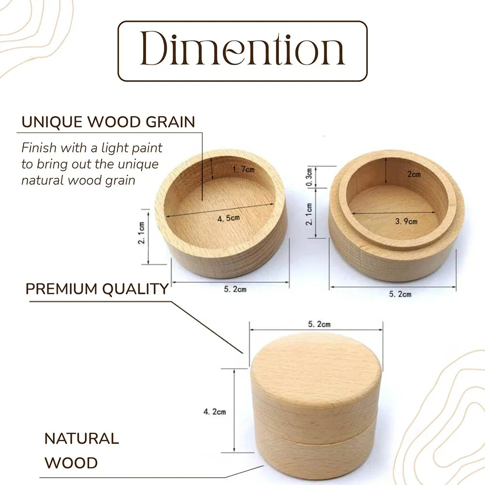 Personalized Natural wood - Round Ring Box