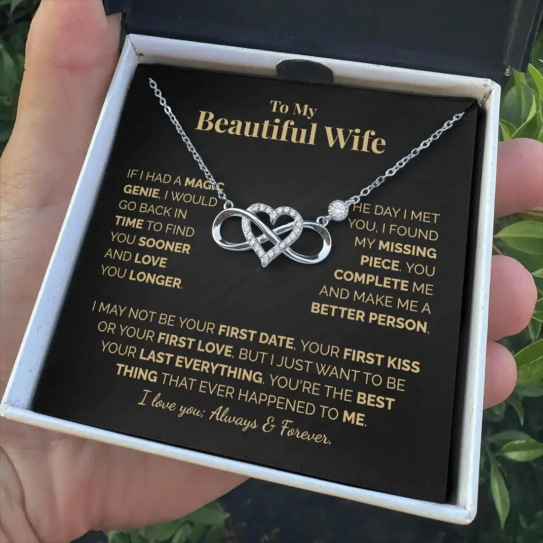 To My Beautiful Wife Soulmate – 925 Silver Heart Pendant Necklace Gift