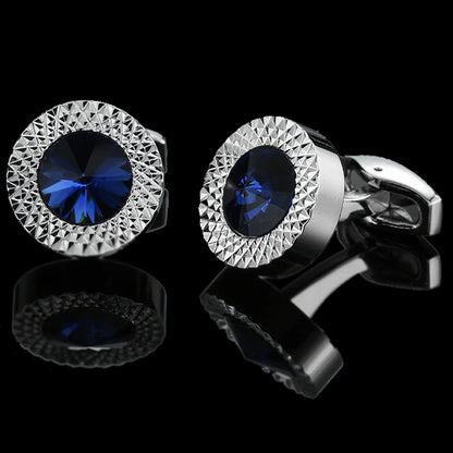 Unisex Blue Crystal zircon Cufflinks Classic Style Jewelry Gifts