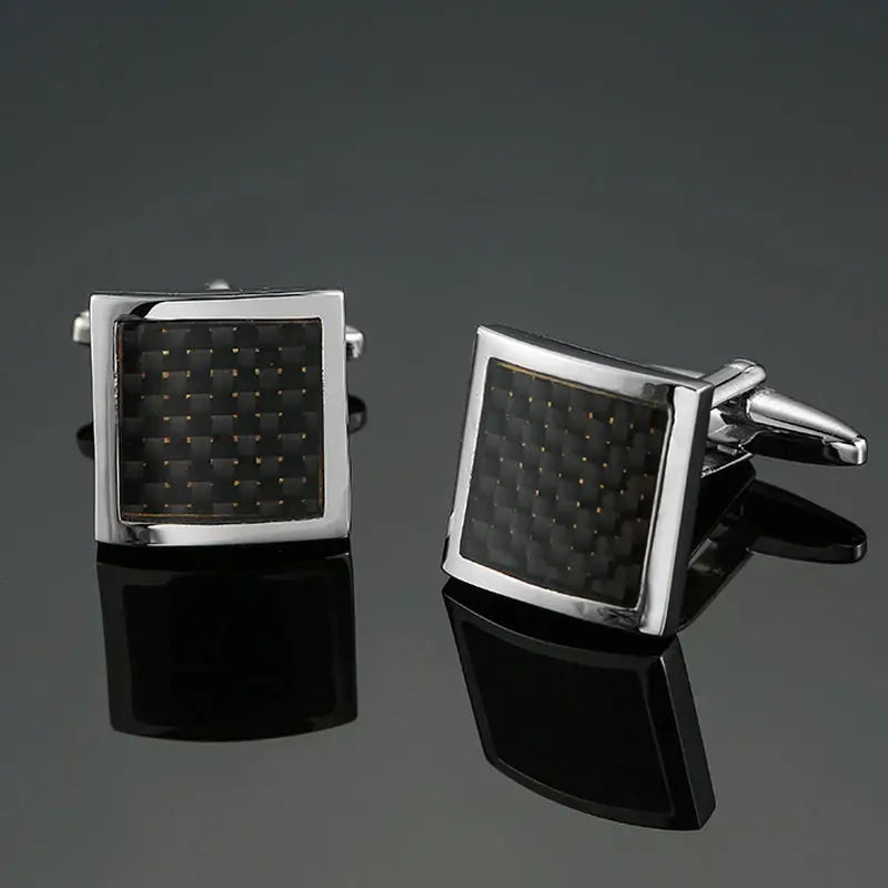 Elegant Mahogany Carbon Fiber Cufflinks for Men's French Shirt