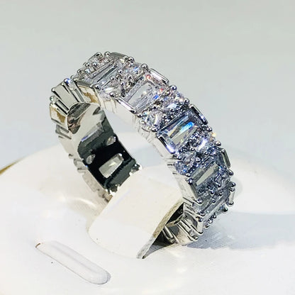 S925 Silver Bar White Zircon Ring Jewelry for Women