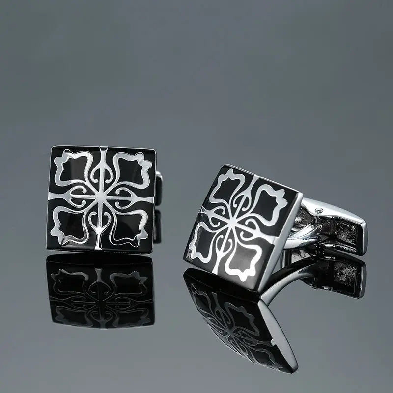 Elegant Mahogany Carbon Fiber Cufflinks for Men's French Shirt