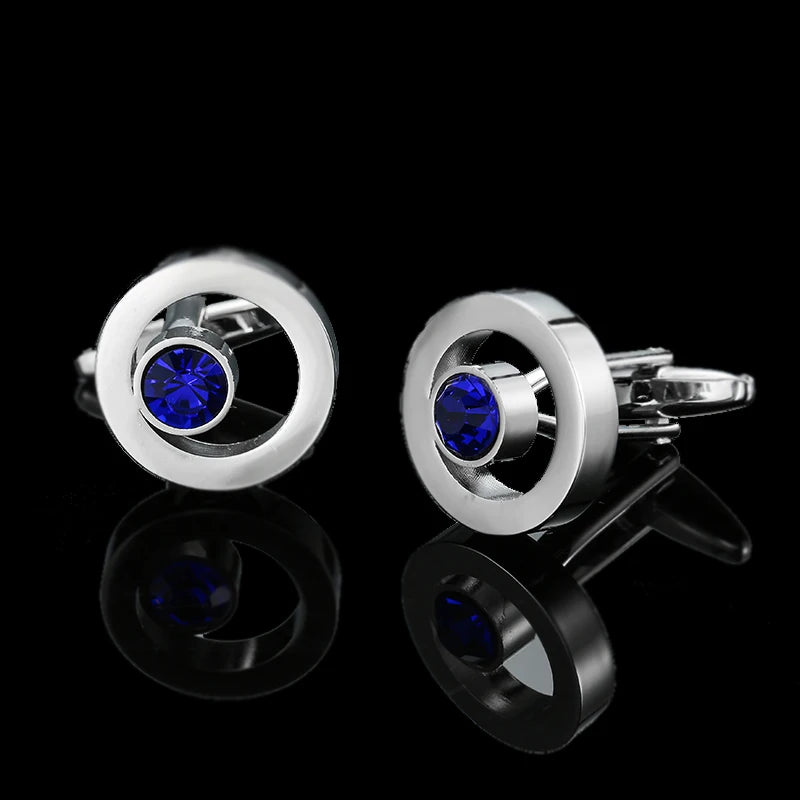 Unisex Blue Crystal zircon Cufflinks Classic Style Jewelry Gifts